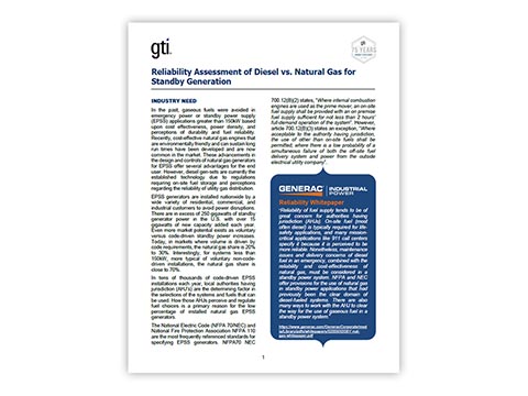 Reliability Assessment of Diesel vs. Natural Gas for Standby Generation (GTI)