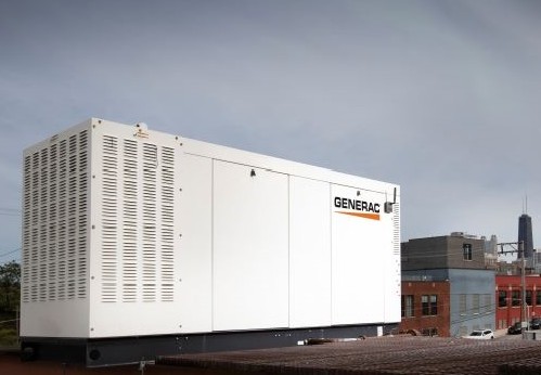 Dark skies behind an industrial generator