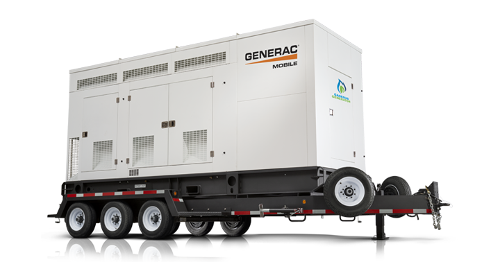 Large Generac mobile generator on white background.