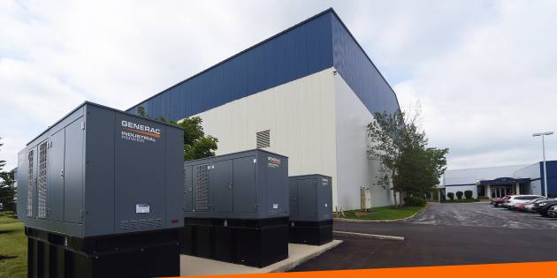 Image of a Generac generator outside of the Milwaukee School of Engineering