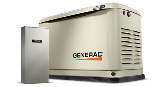Generac generator and a transfer switch.