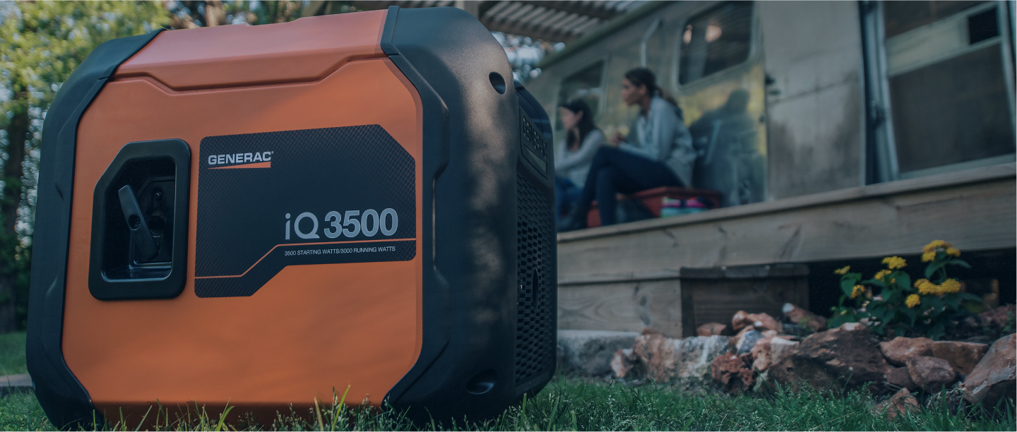 Generac iQ3500 inverter generator being used for camping
