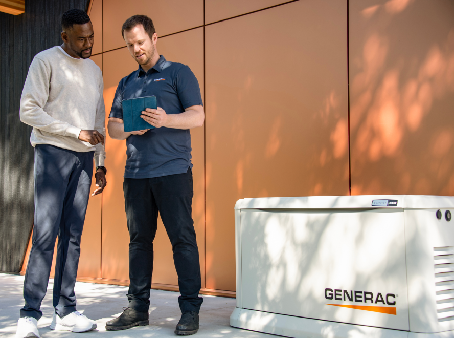 Generac technician talking to homeowner during an in home consultation