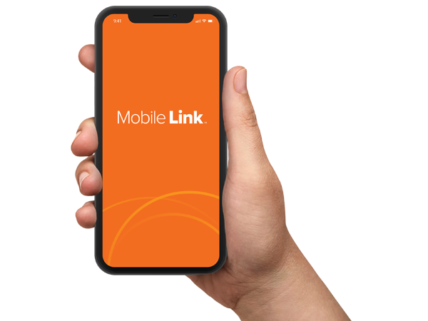 hand holding a phone using mobile link app